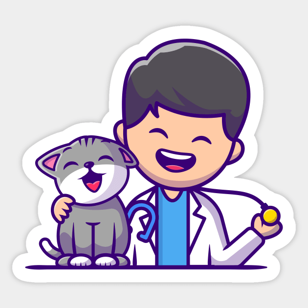 Veterinarian With Cat And Stethoscope Sticker by Catalyst Labs